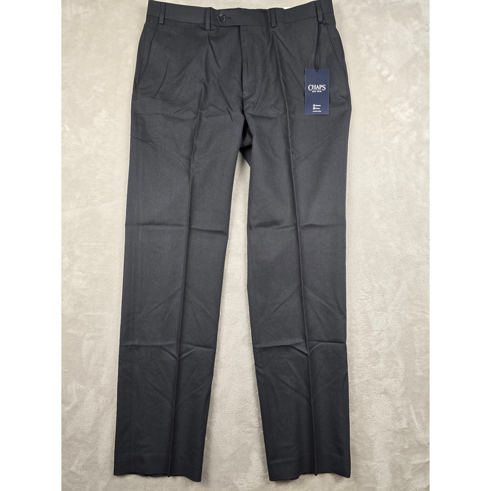 Chaps Dress Pants Mens 36x32 Grey Flat Frontβ Stretch Suit Trousers